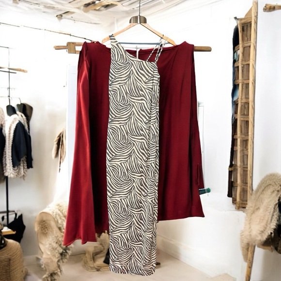 Cache vintage maxi dress khaki metallic size 10 lined deadstock medium - Picture 1 of 11